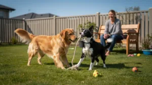 Dog humping behavior during backyard playtime 